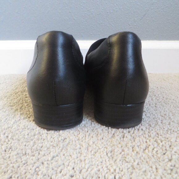 Clarks Womens Juliet Gem Shoes Size 7.5 Black Leather Slip-On Flats - Picture 4 of 11